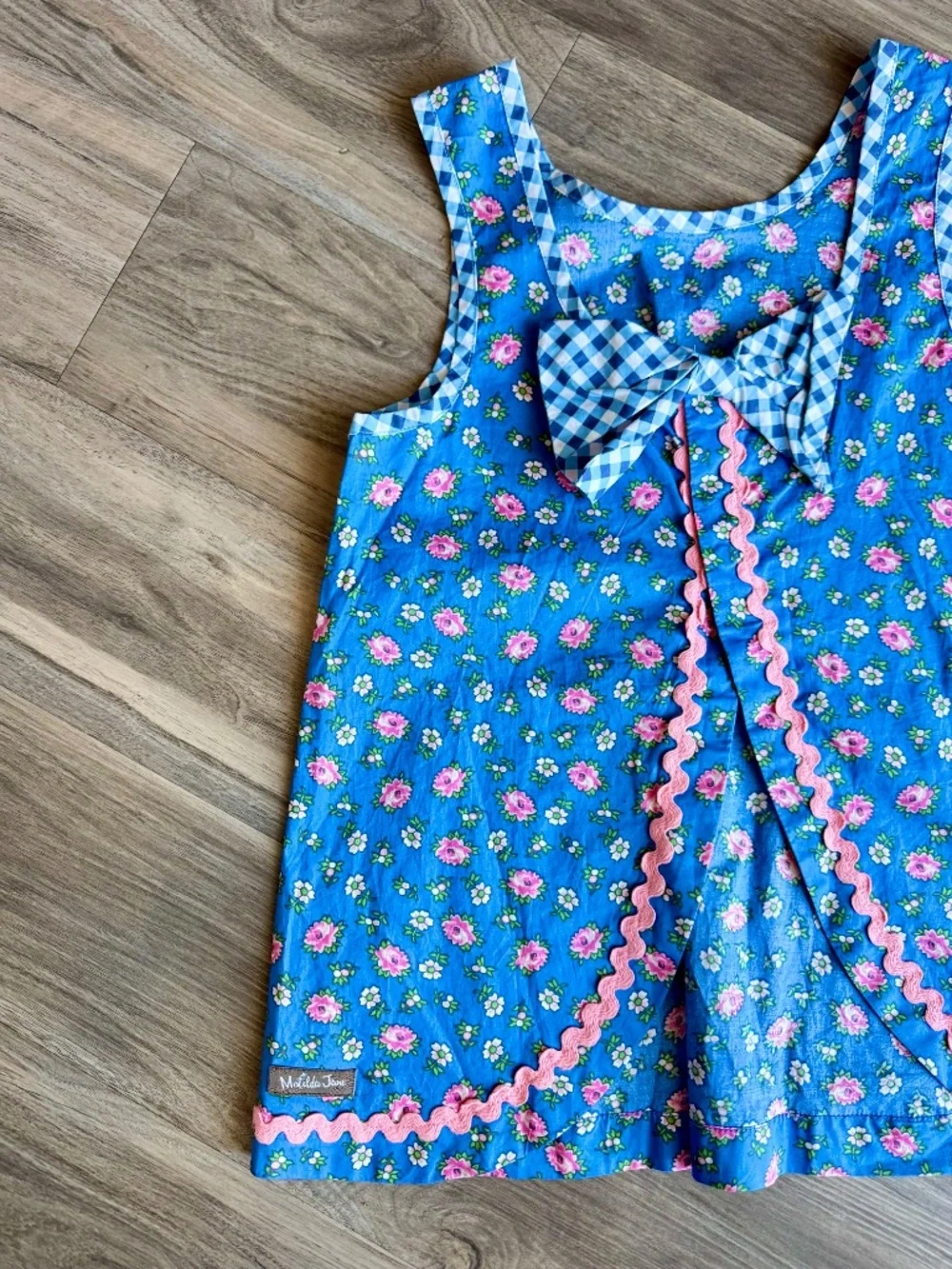 Coastal Cottage Girls Outfit Set Floral Top Gingham Shorts Matilda Jane‎